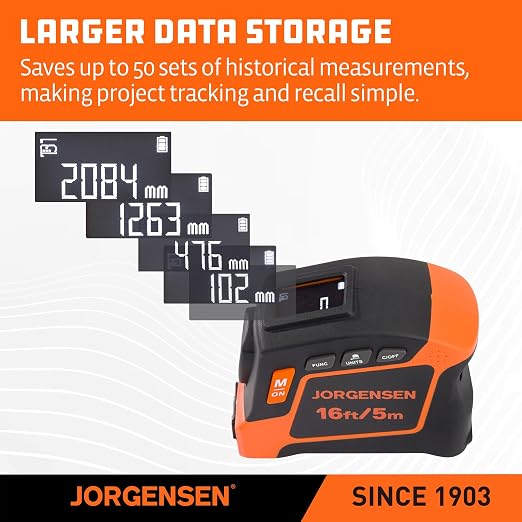 JORGENSEN Digital Tape Measure, 16Ft Rechargeable Digital Measuring Tape - Image 6