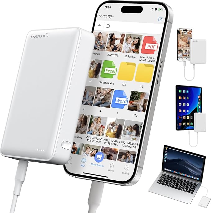 NEWQ Hard Drive for Phone & Computer: USB Flash Storage Device Photo Memory by NewQ