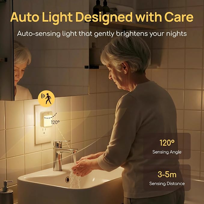 Plug-in Night Light with Motion Sensor, Dusk-to-Dawn Light Sensor, Stepless - Image 4