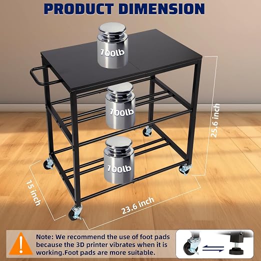 3D Printer Stand with Filament Storage, Sturdy Wooden 3D Printer Table Holds 32 - Image 6
