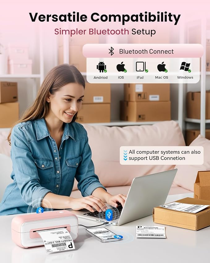Phomemo Shipping Label Printer- Bluetooth Thermal Label Printer 4x6 - Image 4