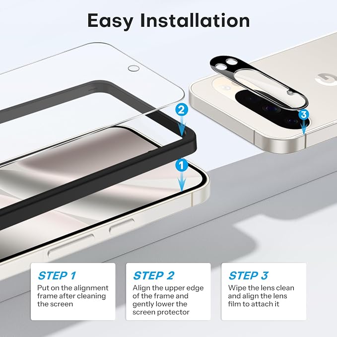 OMOTON 3+2 Pack for Google Pixel 10 Pro Screen Protector 6.3 inch, 3 Pack - Image 5