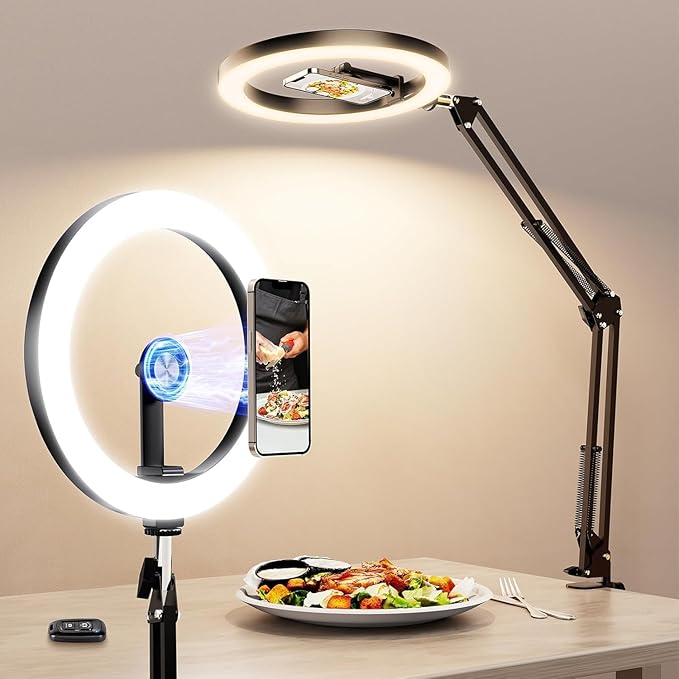 Ring Light with Stand with Magnetic Phone Holder, Overhead Phone Mount by LUXSURE