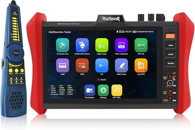 Rsrteng CCTV Tester 4K 12MP IP Camera Tester POE++ Max 90W POE Camera Tester by Rsrteng