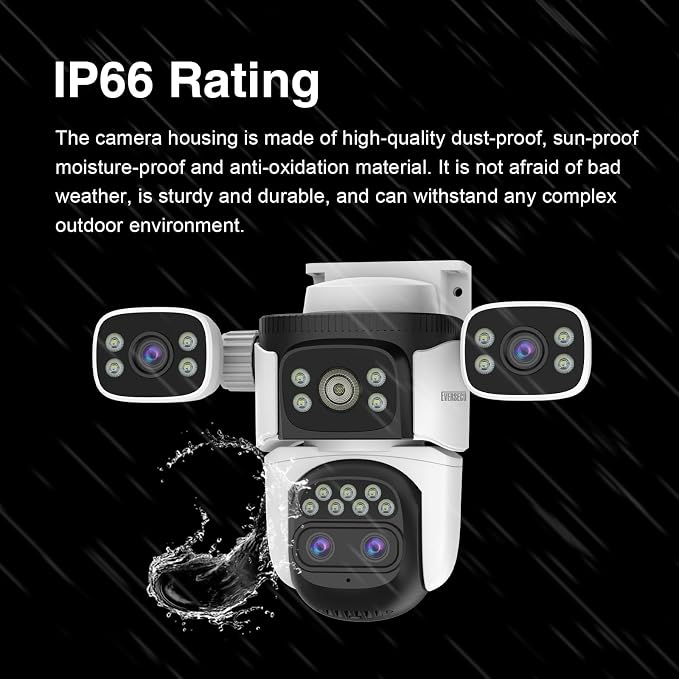 EVERSECU 10x Hybrid Zoom Quad Lens WiFi PTZ Security Camera, Triple Cameras in - Image 8