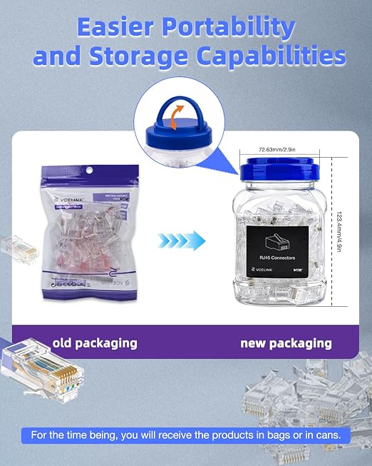 VCE Cat6 Shielded RJ45 Pass Through Connectors 100-Pack, RJ45 8P8C Cat 6/Cat 5e - Image 2