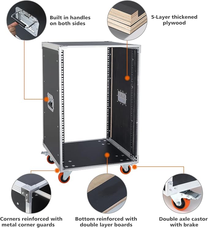 AV Gear Rack 16U Home Audio & Video Stage Stereo Equipment Storage Cabinet - Image 4