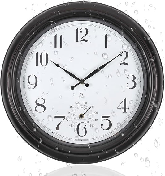 Atomic Outdoor Wall Clock 18 Inch Sealed Outdoor Waterproof Clock by Unknown