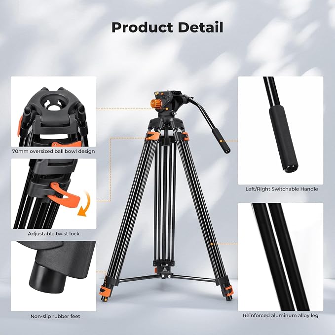 K&F CONCEPT 80" Video Tripod - Image 8