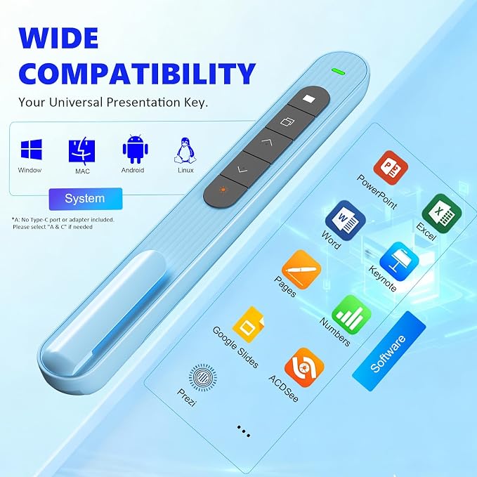 Presentation Clicker with Red Beam, 328ft Long-Range Wireless Presenter Remote - Image 3