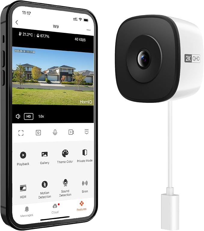 Window Security Camera 3MP 2K, Indoor WiFi Cameras 2.4GHz/5GHz by HomiQLife