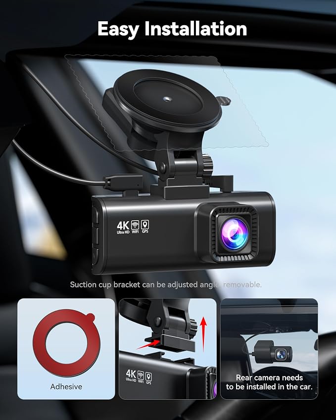 REDTIGER 4K Dash Cam Front Rear, STARVIS 2 Sensor, Free Card Included, 5.8GHz - Image 8