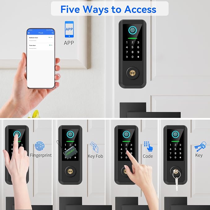 Keyless Entry Door Lock with Handle Set, Smart Front Door Lock with Keypad Set - Image 4