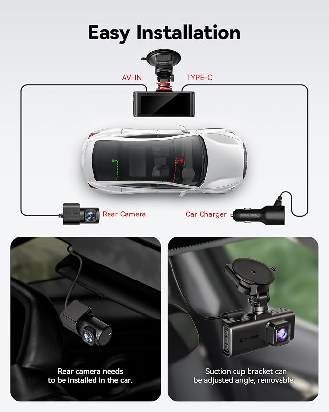 REDTIGER 4K STARVIS 2 Dash Cam Front and Rear, 5GHz WiFi 20MB/s Download - Image 9