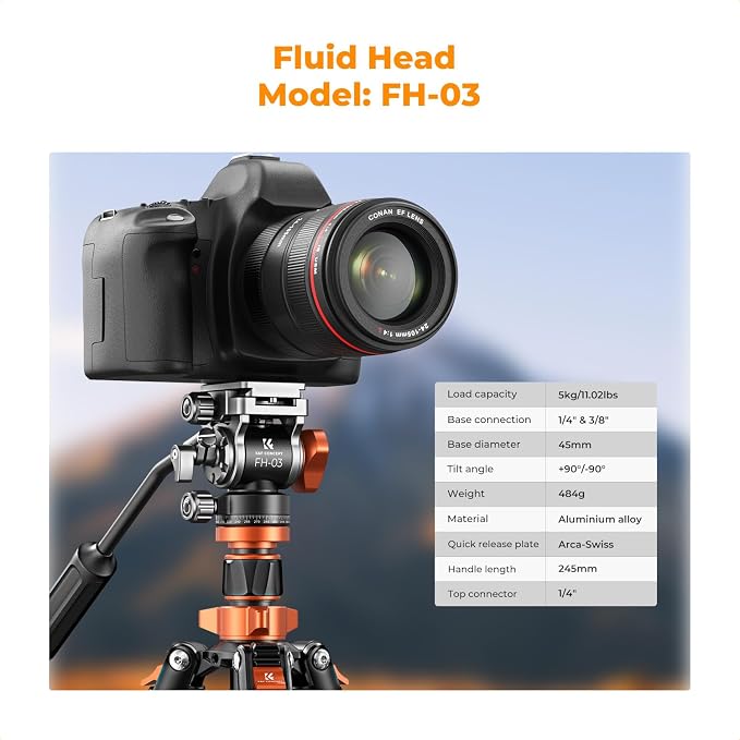 K&F CONCEPT 83" Camera Video Tripod - Image 3