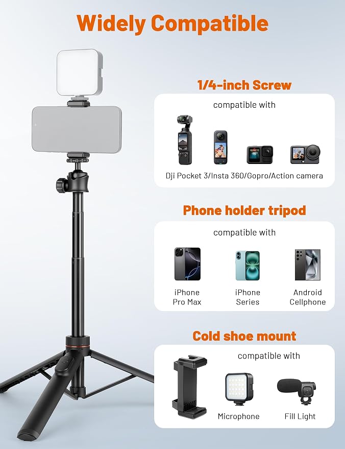 JOILCAN Tripod for iPhone & Camera, Extendable Portable Phone Tripod Stand for - Image 6