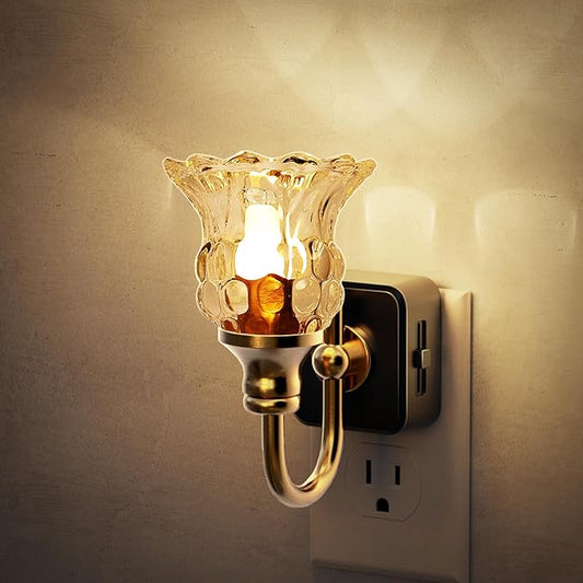 JandCase Night Light, Floral Night Lights Plug into Wall, Glass Flower LED by JandCase