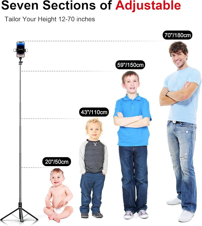 Selfie Stick Phone Tripod with Remote and LED Fill Lights - Image 2
