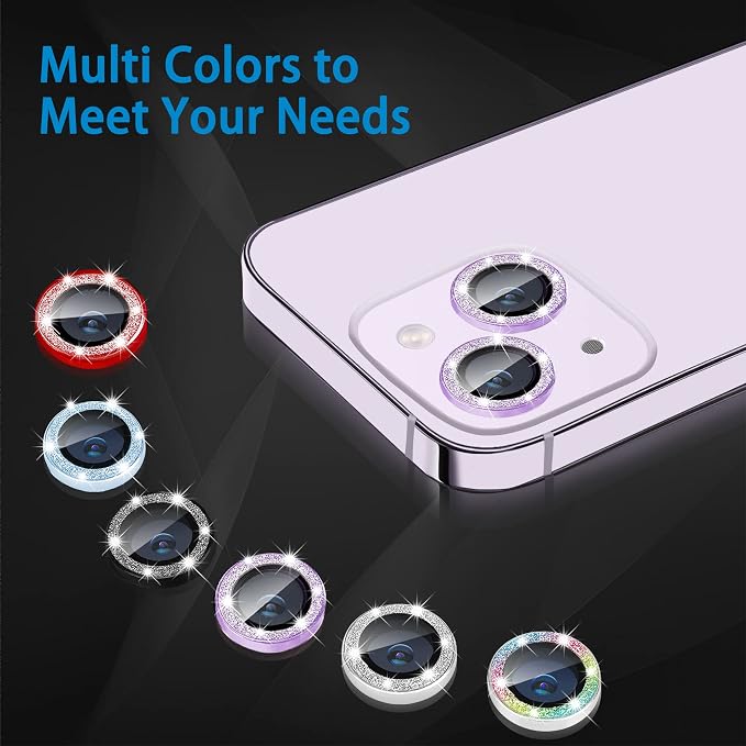 Compatible with iPhone 15 & 15 Plus Camera Lens Protector, Bling Glitter 9H - Image 7