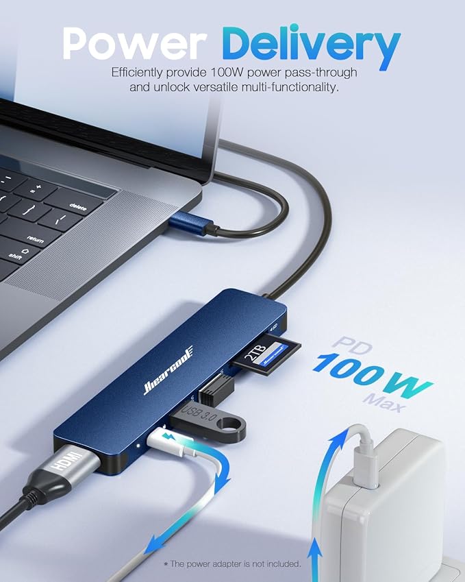 Hiearcool USB C Hub for MacBook Air/Pro, 7-in-1 USBC Adapter Multiport - Image 3