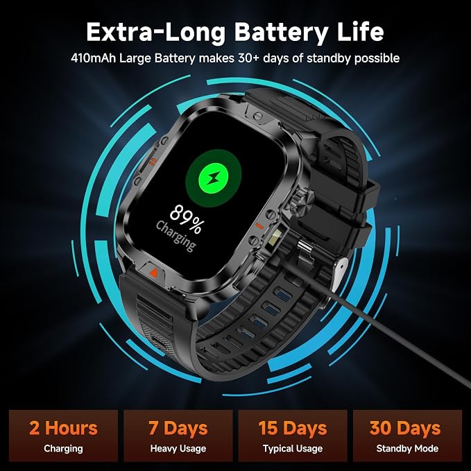 Smart Watch for Men Military Answer/Make Call 2.01″ Display 170+ Sports Modes - Image 5
