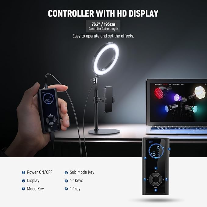 NEEWER 12" 24W High Power Desk Ring Light - Image 8
