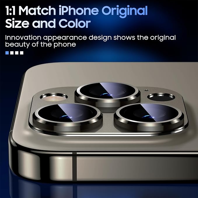 Uyiton Compatible with iPhone 15 Pro/iPhone 15 Pro Max Camera Lens Protector - Image 5