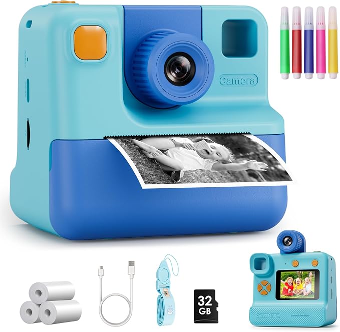 Kids Camera Instant Print, Christmas Birthday Gifts by GREENKINDERKidsCamera