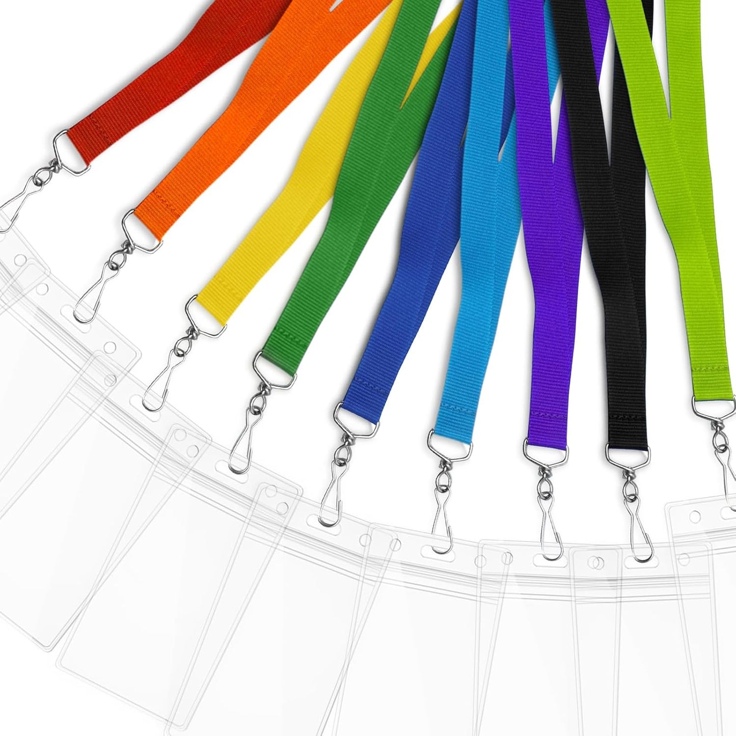24-Pack Sky Blue Breakaway Lanyards with Waterproof Badge Holders, Metal Hook, Polyester Neck Straps for ID Cards, Events, Office, and Schools