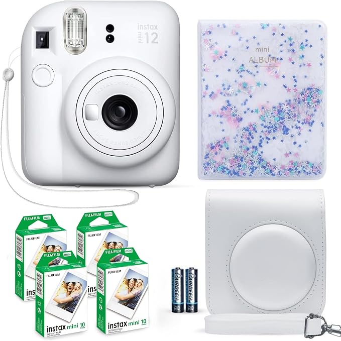 Fujifilm Instax Mini 12 Instant Camera Clay White + Fuji Film Value Pack + by FUJIFILM