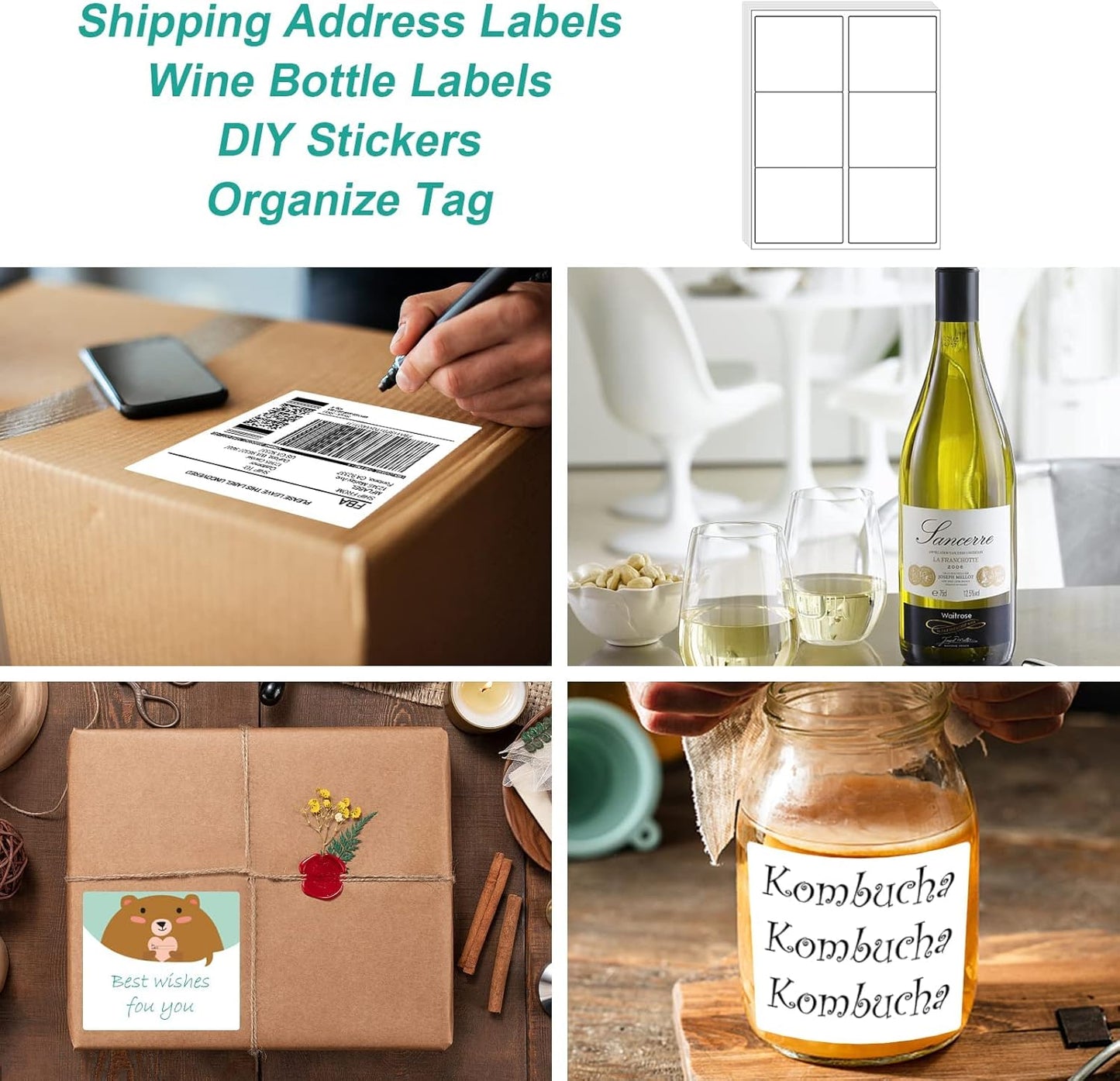 MFLABEL 3-1/3" x 4" Shipping Address Sticker, FBA Labels, 6-UP Sticker Label, White Shipping Label, Easy to Peel, Address Paper for Laser/Ink Jet Printer, 6 Per Page (9000 Labels, 1500 Sheets)