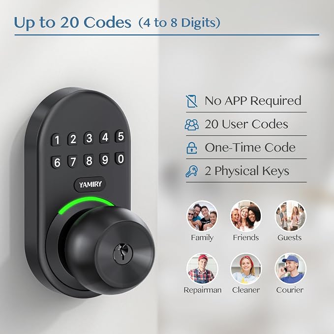 Keypad Smart Door Knob Lock, Yamiry Keyless Entry Digital Lock - Image 2