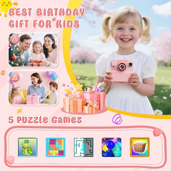 Kids Camera Instant Print with Flip Lens, 1080P HD Video Inkless Toddler - Image 7