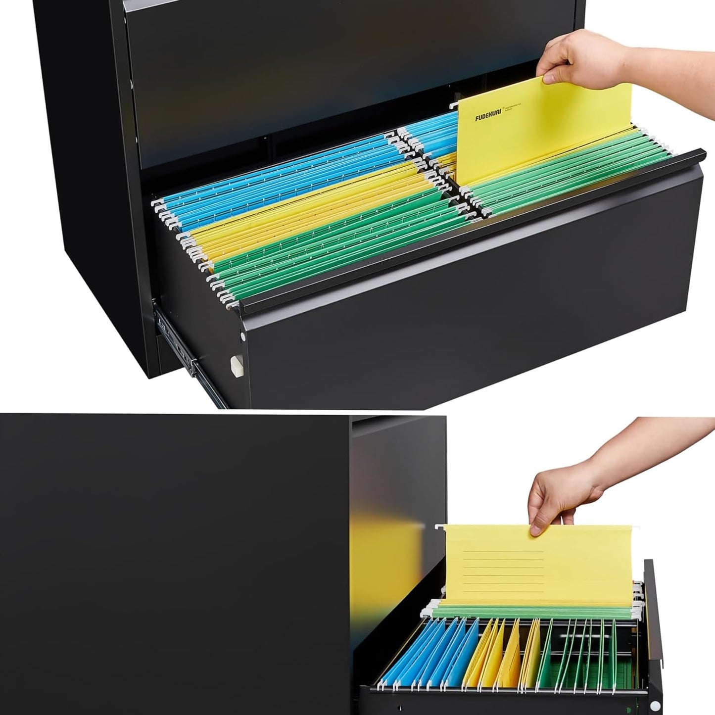 SISESOL Black Lateral File Cabinet with Lock,51" Locking Filing Cabinet with Doors and Shelves,Metal Storage Cabinets with Drawer for Home,Office,Garage,School,Fit A4/Letter/Legal File (1 Drawer)