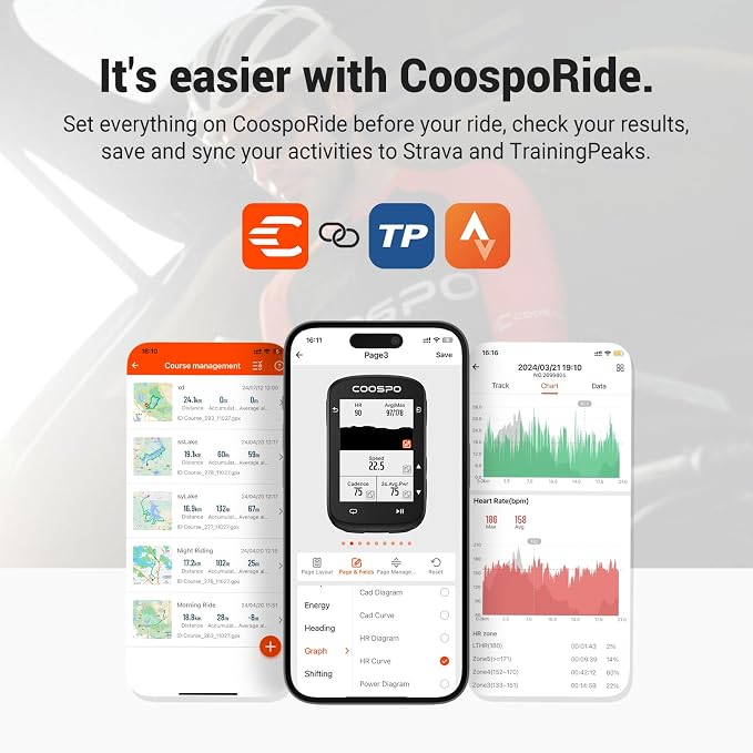 COOSPO CS500 Bike Computer Wireless, 2.6 Inch LCD GPS Cycling Computer - Image 10