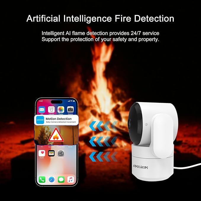 AMOROM 2K Pan-Tilt Indoor Security Camera, 360° Pet/Dog Monitoring, Motion - Image 9