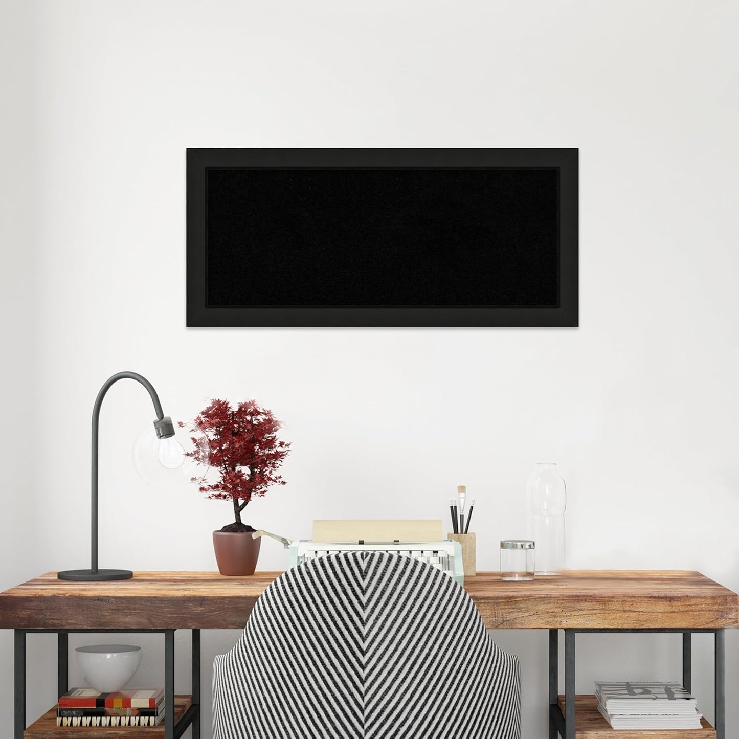 Amanti Art Black Cork Board for Wall, 15x33 Vision Board with Black Wood Frame, Medium Corkboard Office Decor for Home Organization, Casual Corkboard Pinboard to Display Items for Home Organization