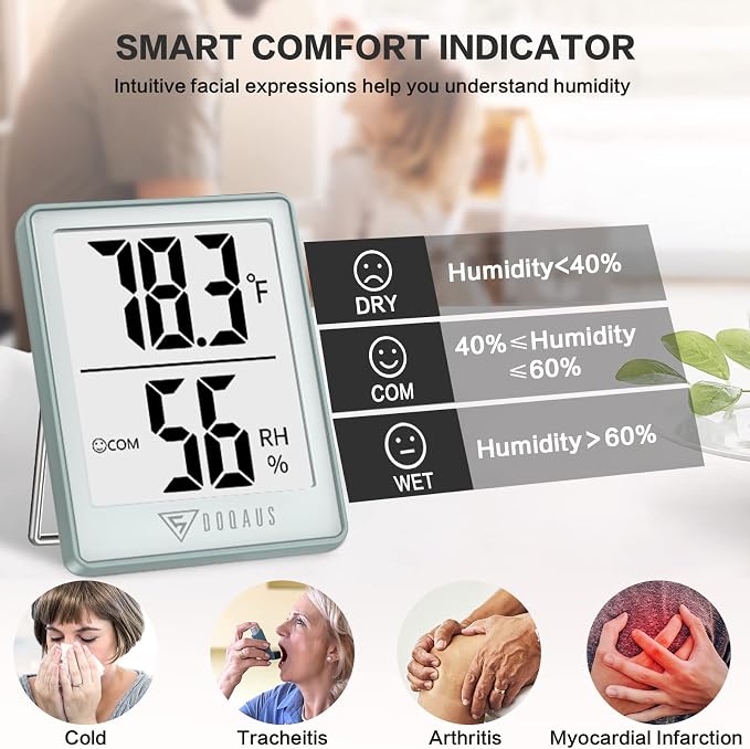 DOQAUS Digital Hygrometer Indoor Thermometer Humidity Gauge Room Thermometer - Image 3