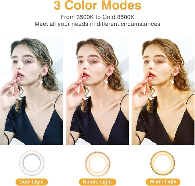 Clip on Ring Light, Kimwood Rechargeable 60 LED Selfie Ring Light - Image 3