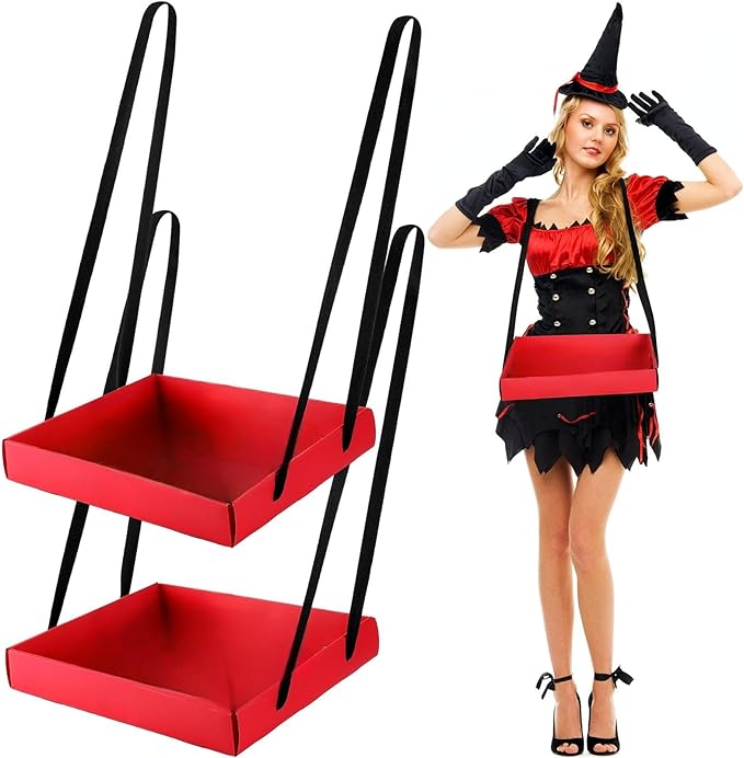 Junkin 2 Pcs Snack Trays with Strap Wearable Party Serving Tray Foldable by Junkin