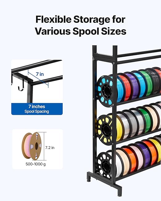 VEVOR 3D Printer Filament Storage Rack, 7 Tier Heavy Duty Storage Shelves - Image 4