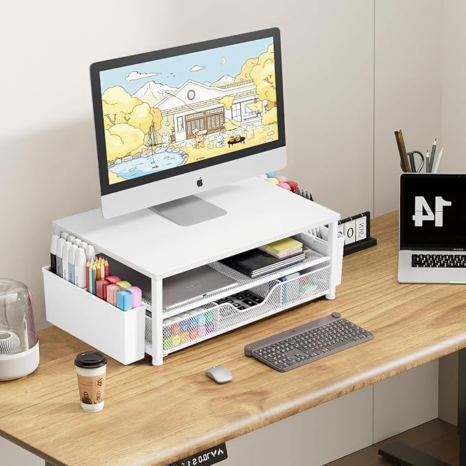 OPNICE Desk Organizers and Accessories, 2-Tier Computer Monitor Stand Riser - Image 3