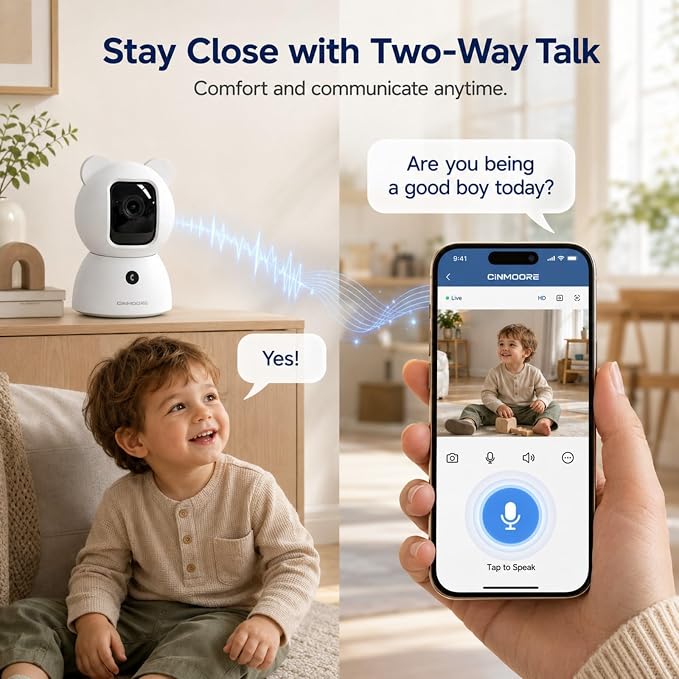 2.5K Indoor Security Camera, Non-Subscription AI Person/Pet/Cry Detection - Image 3
