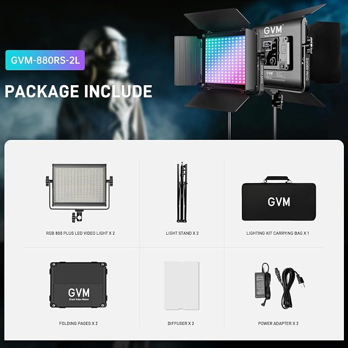 GVM RGB LED Video Light with Bluetooth Control, 60W Photography Studio Lighting - Image 7