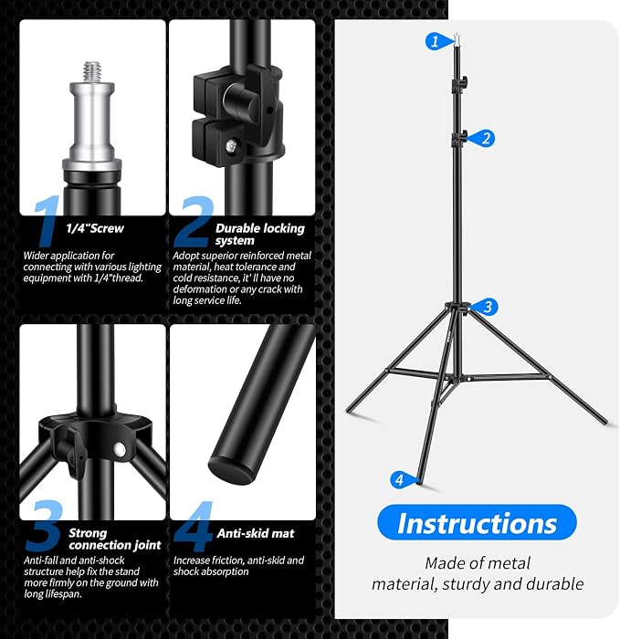 Neewer 75"/6 Feet/190CM Photography Light Stands - Image 7