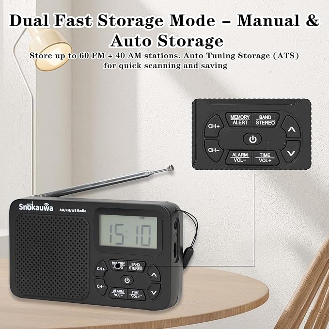AM FM Radio, Portable Emergency Weather NOAA Radio, Small Digital Radio - Image 8