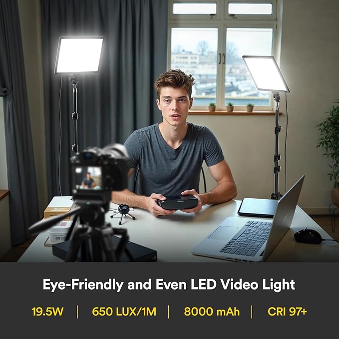 RALENO 13" Edge-Lit LED Video Light Panel Kit, Bi-Color 2500K-6500K Soft Studio - Image 2