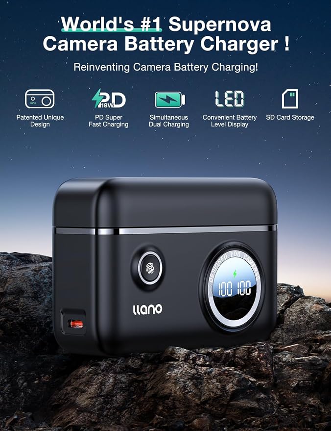 llano 2-Pack NP-FW50 Batteries and Fast 18W Dual Charger - Image 8