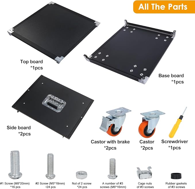 Movable AV Gear Rack 8U 19in Mobile Floor Standing Network Device Storage - Image 5