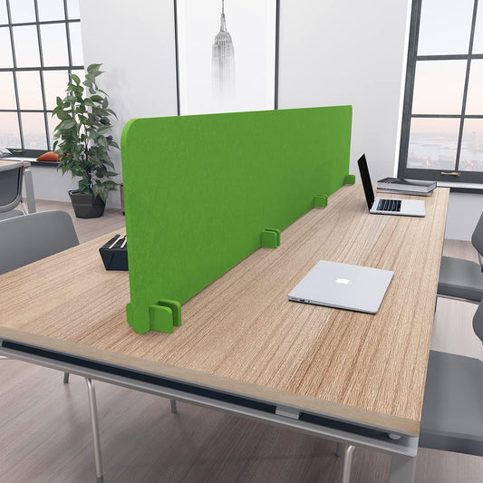 Freestanding Acoustic Desk Divider with Mount | Eco-Friendly Privacy Screen Panel | Noise Reducing Desk Partition | Tackboard Option & Easy to Install | Made from Recycled Plastic | White - 18" X35"